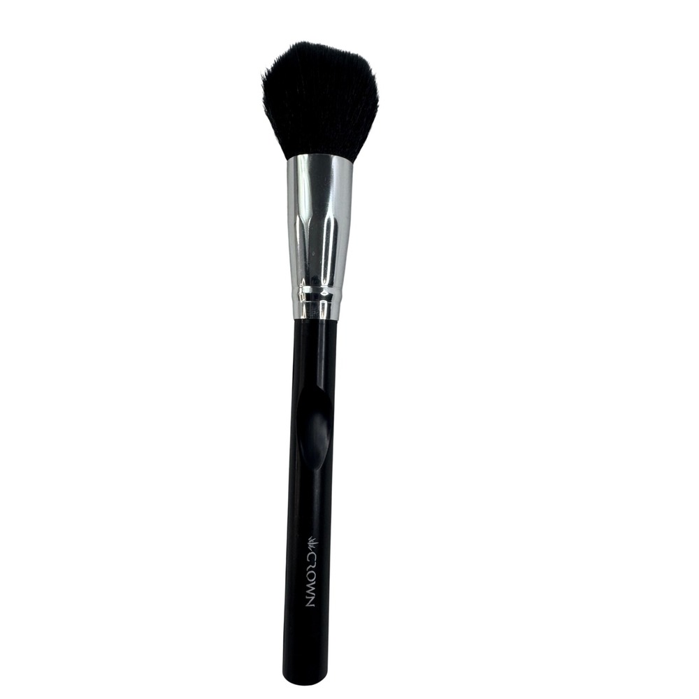 Crown Brush Tapered Powder Blush Contour Makeup Brush Black Silver Handle